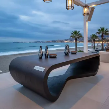 Аренда Обеденный стол дуб артизан черный Dewdrop в пляжном клубе Del Mar — ART SPACE