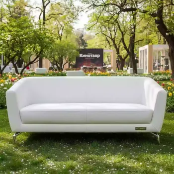 Аренда Диван экокожа Cometa white хромированные ножки Хонер в парке «Ривьера» — ART SPACE