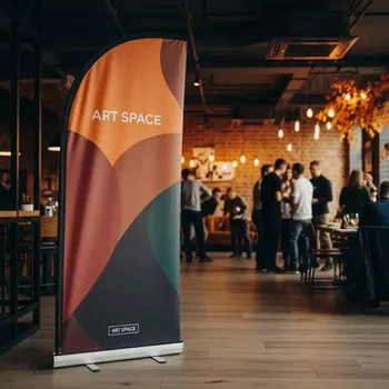 Аренда Стенд ролл ап мобильный капля в ресторане «Brunello» — ART SPACE