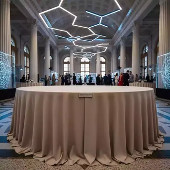 Аренда Скатерть круглая 3,2 м бежевая в Зимнем театре — ART SPACE