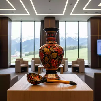 Аренда Комплект хохлома ваза и ложки в Rixos Krasnaya Polyana — ART SPACE