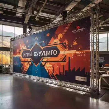 Аренда Баннер Vikuflex A ламинированный Frontlit 440 гр 50x3,2 м мат в Sochi Marriott Krasnaya Polyana — ART SPACE