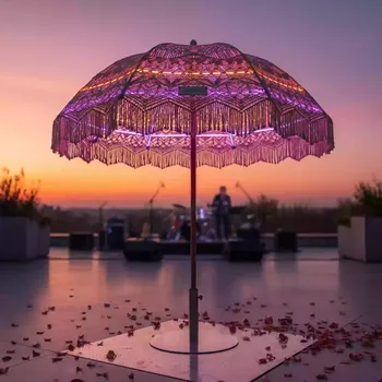 Аренда Зонт садовый плетеный Boho Macrame Ø2,5 м в ресторане «La Terrazza» — ART SPACE
