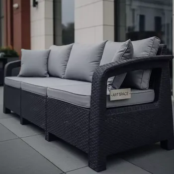Аренда Диван пластиковый трехместный Салемо Salemo 3 Sofa графит в Imeretinskiy Hotel — ART SPACE
