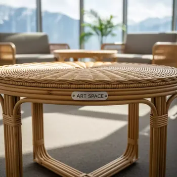 Аренда Стол круглый плетеный Эспрессо диаметр 80 см соломенный в Golden Tulip Rosa Khutor — ART SPACE