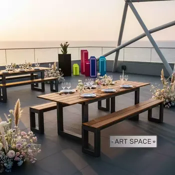 Аренда Стол деревянный со скамейками Hopper Picnic 300 в комплексе Sea Galaxy — ART SPACE