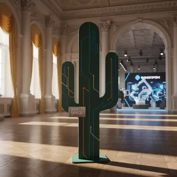 Аренда Фигура ростовая кактус плоский 100 см в усадьбе Голицына — ART SPACE