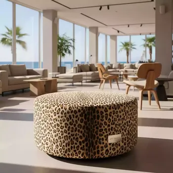 Аренда Пуф леопардовый бархатный НОРМАН средний в пляжном клубе Del Mar — ART SPACE