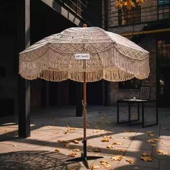 Аренда Зонт садовый плетеный Boho Macrame диаметр 2,5 м в санатории «Черноморье» — ART SPACE