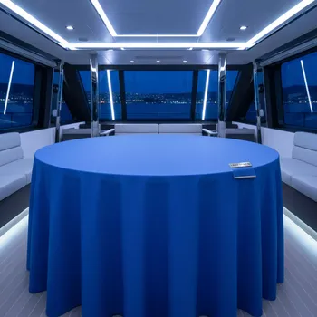 Аренда Скатерть круглая габардиновая васильковая 3300 мм на VIP теплоходе (Морпорт Сочи) — ART SPACE