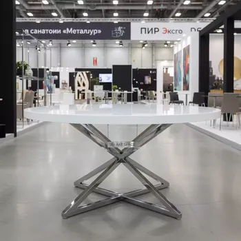 Аренда Стол банкетный Amsterdam Round white chrome в санатории «Металлург» — ART SPACE