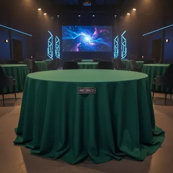 Аренда Скатерть круглая габардиновая изумрудная Рондо в Alpha Sirius — ART SPACE