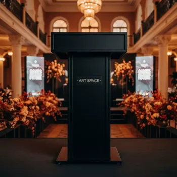 Аренда Трибуна Оптима черная 50х50х120 см в ресторане «Баран-Рапан» — ART SPACE