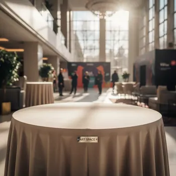 Аренда Стол круглый Арис бархат светло бежевый в Mövenpick Hotel — ART SPACE