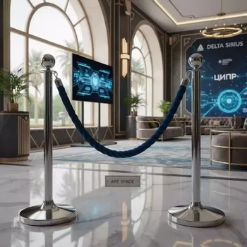 Аренда Канат синий с круглой оконцовкой хром в Delta Sirius — ART SPACE