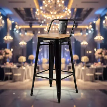 Аренда Стул барный со спинкой Tolix Wood черный глянцевый в Rodina Grand Hotel & SPA — ART SPACE