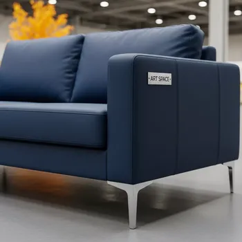 Аренда Диван Блюз из экокожи Blue хромированные ножки в Ледовом дворце «Айсберг» — ART SPACE