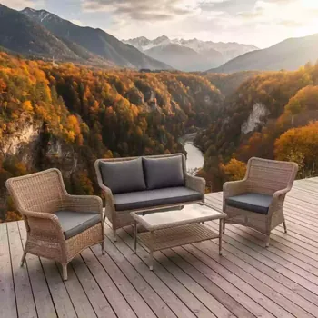 Аренда Комплект плетеной мебели T198D Y137C W56 light brown 4 Pcs в Skypark Sochi — ART SPACE