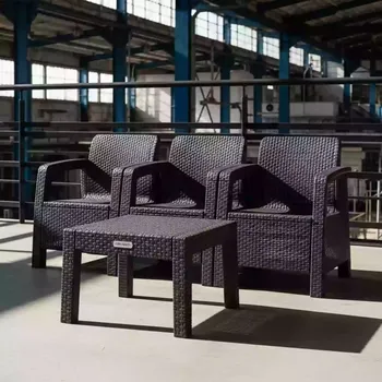 Аренда Комплект мебели АНАПА BALCONY SET венге из пластика под искусственный ротанг в ресторане «Brunello» — ART SPACE