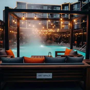 Аренда Вечеринка осенняя в открытом бассейне с подогревом воды в Bridge Resort — ART SPACE
