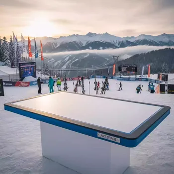 Аренда Стол Лидер 1 1500х800 серый черный кромка ПВХ в Skypark Sochi – Идеальное Решение для Зимнего Спортивного Мероприятия — ART SPACE