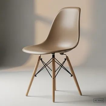 Аренда Стул пластик кофе с молоком каркас бук Eames в ресторане «Сыроварня» — ART SPACE