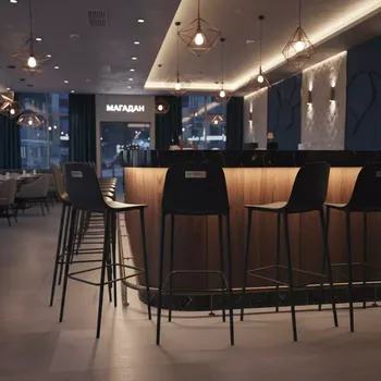 Аренда Стул барный пластиковый Air Bar черный в ресторане «Магадан» — ART SPACE