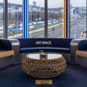 Аренда Журнальный столик Лунго плетеный соломенный в ресторане «Brunello» — ART SPACE
