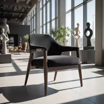 Аренда Кресло Gray & Black черное велюровое Wood в Mantera Supreme — ART SPACE