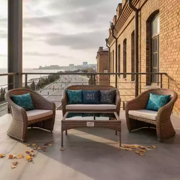 Аренда Комплект плетеной мебели T256A Y380A W53 brown 4 Pcs в Boutique Hotel PORTUM 1905 — ART SPACE