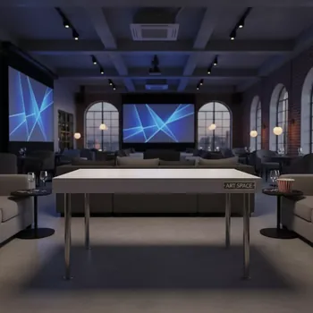 Аренда Стол белый ножки хром 150x75 см в ресторане «Плакучая Ива» — ART SPACE