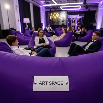 Аренда Кресло мешок фиолетовое в ледовом дворце «Роза Хутор» — ART SPACE