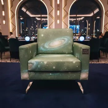 Аренда Диван с подлокотниками Colt кожзам GALAXY Light Green хромированные ножки в Stella di Mosca — ART SPACE