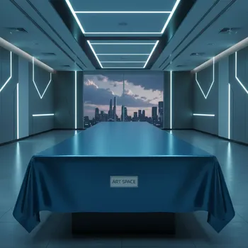 Аренда Скатерть прямоугольная синяя 3,20х2,25 м в Cosmos Sochi Hotel — ART SPACE