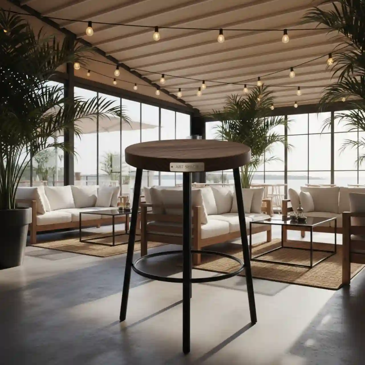 Табурет Рондо каркас черный темно коричневый