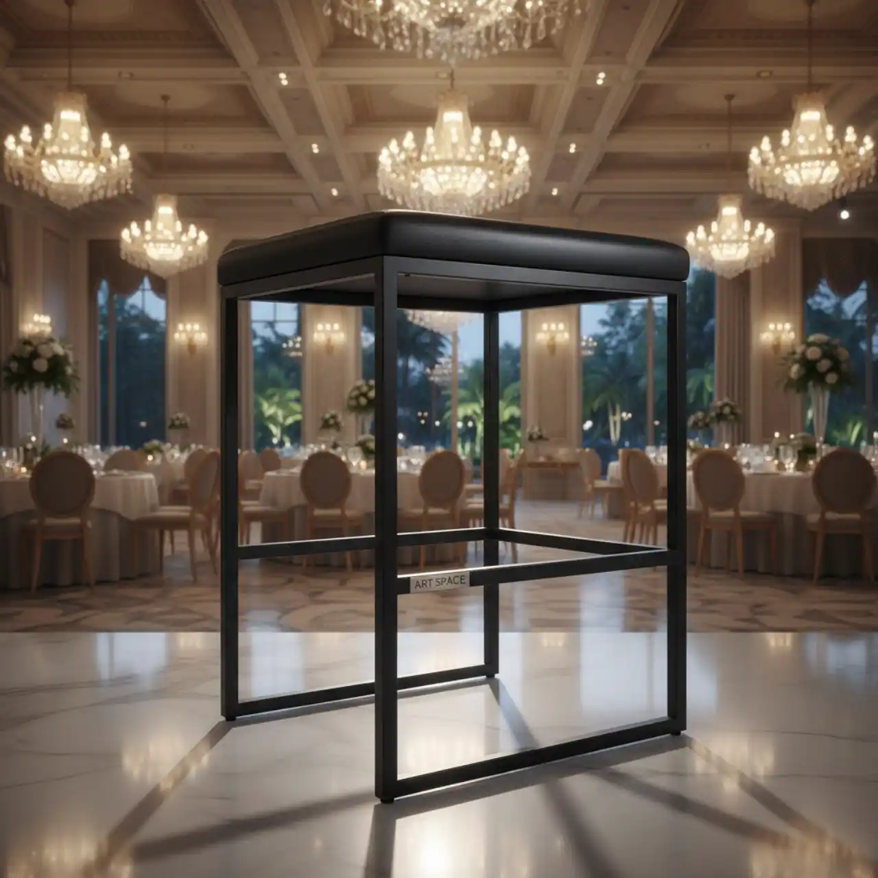 Табурет Лофт 11 М экокожа черная каркас черный Ral 9005