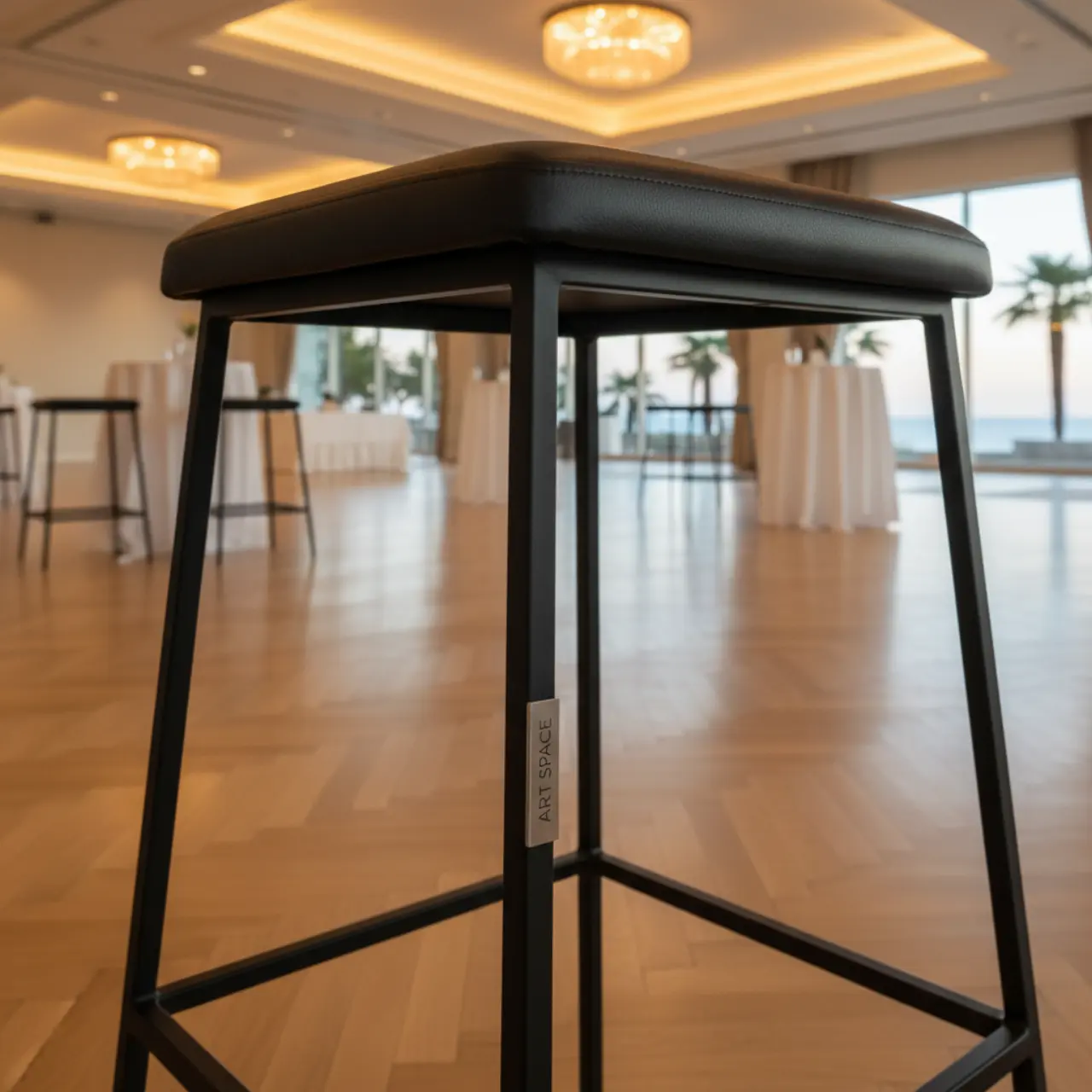 Табурет Лофт 11 М экокожа Black каркас черный