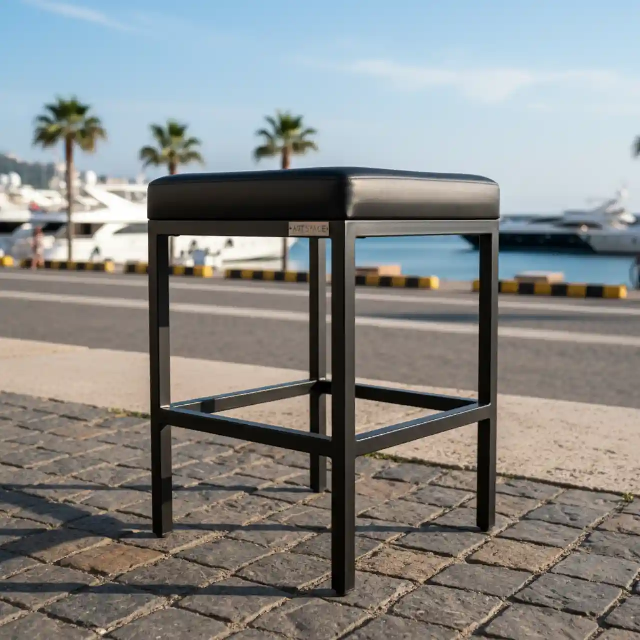 Табурет Лофт 11 М экокожа BLACK каркас черный муар Ral 9005