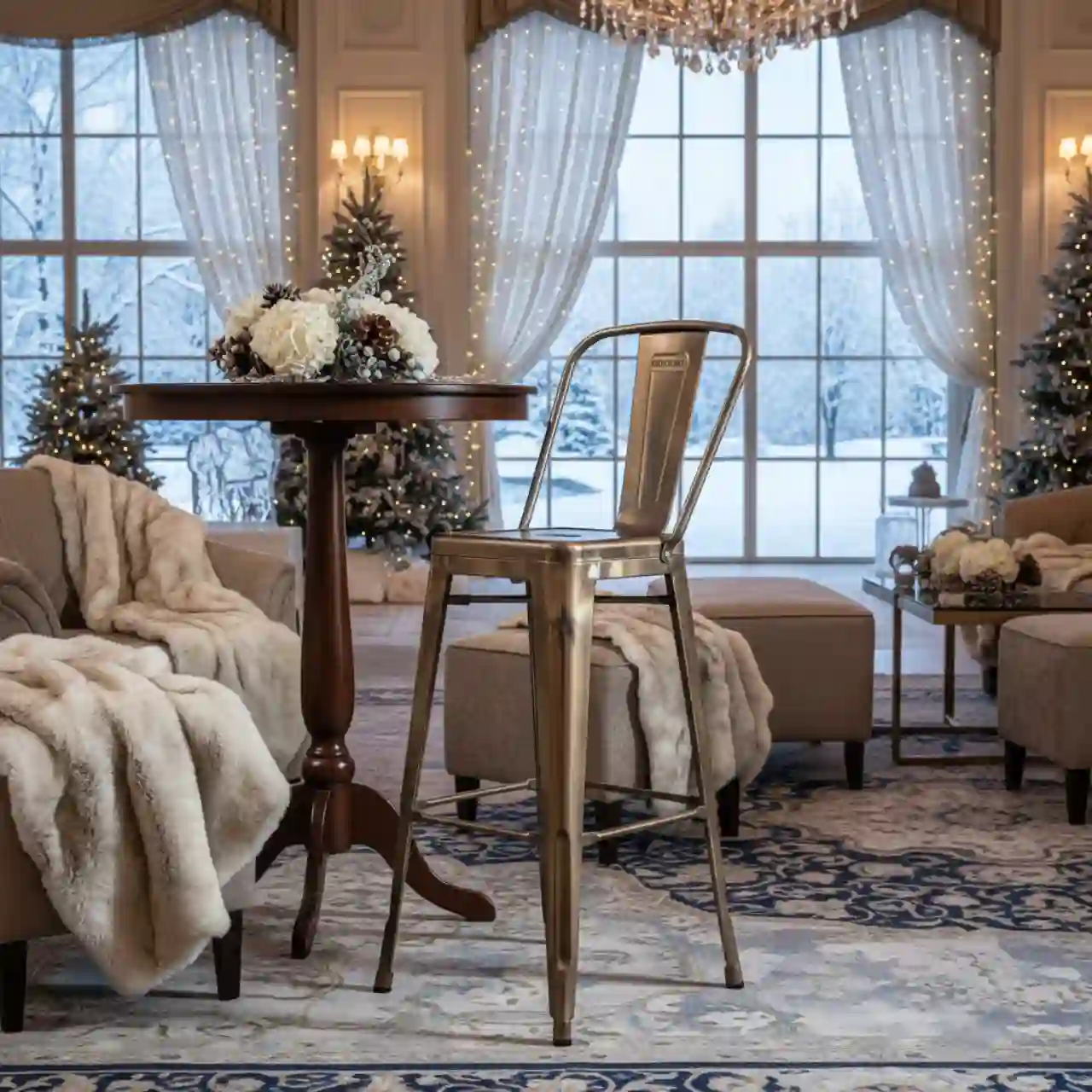 Стул со спинкой барный бронза Tolix