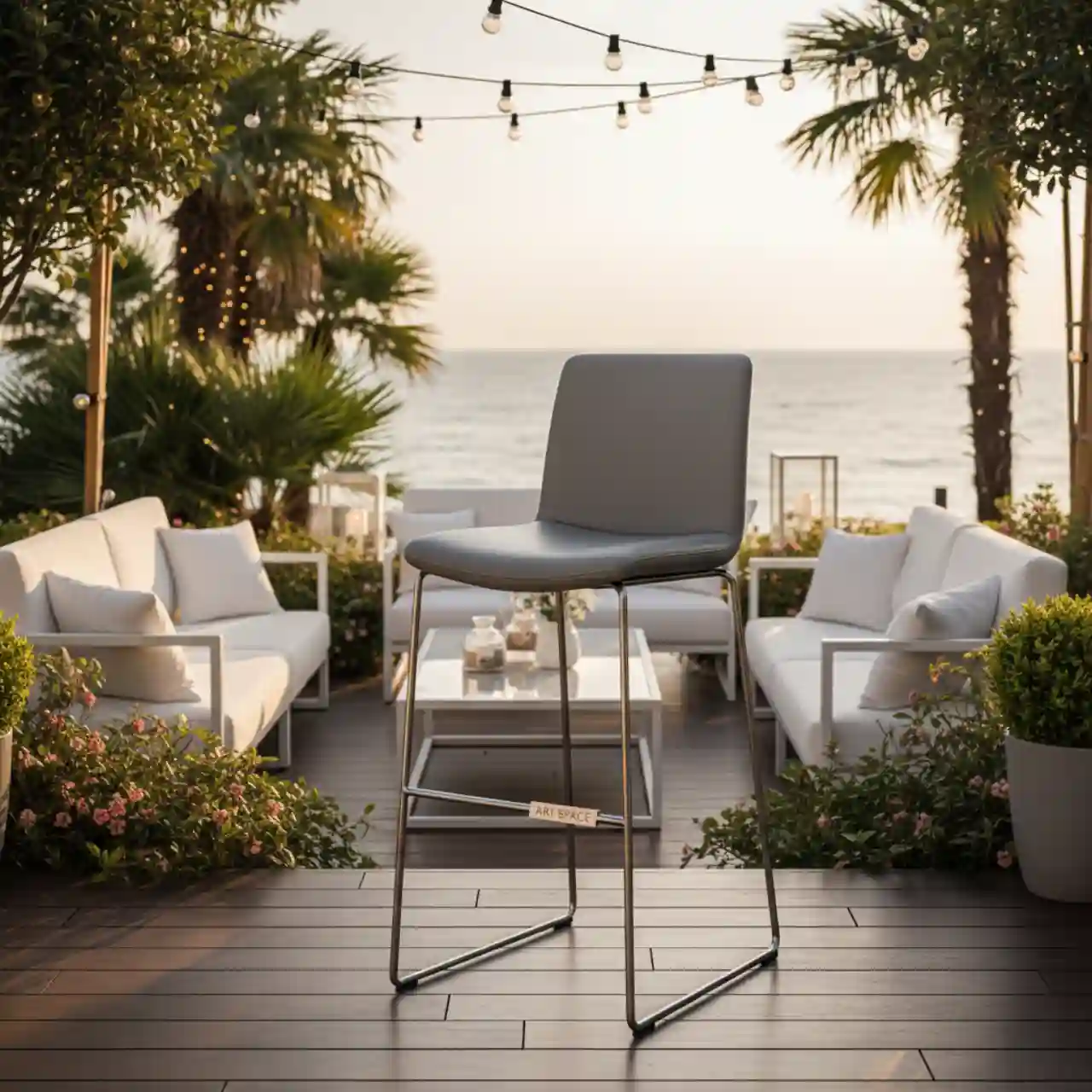 Стул полубарный серый Тони