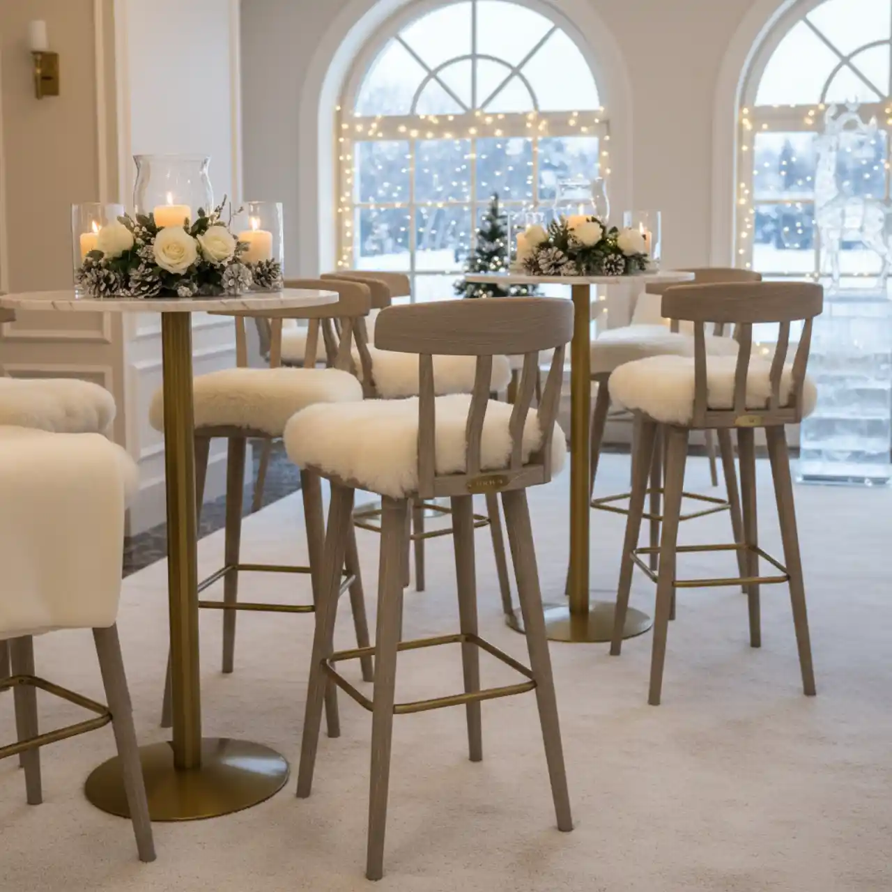 Стул полубарный серый деревянный Такер