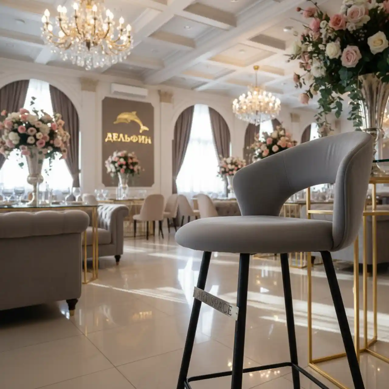 Стул полубарный Тони серый