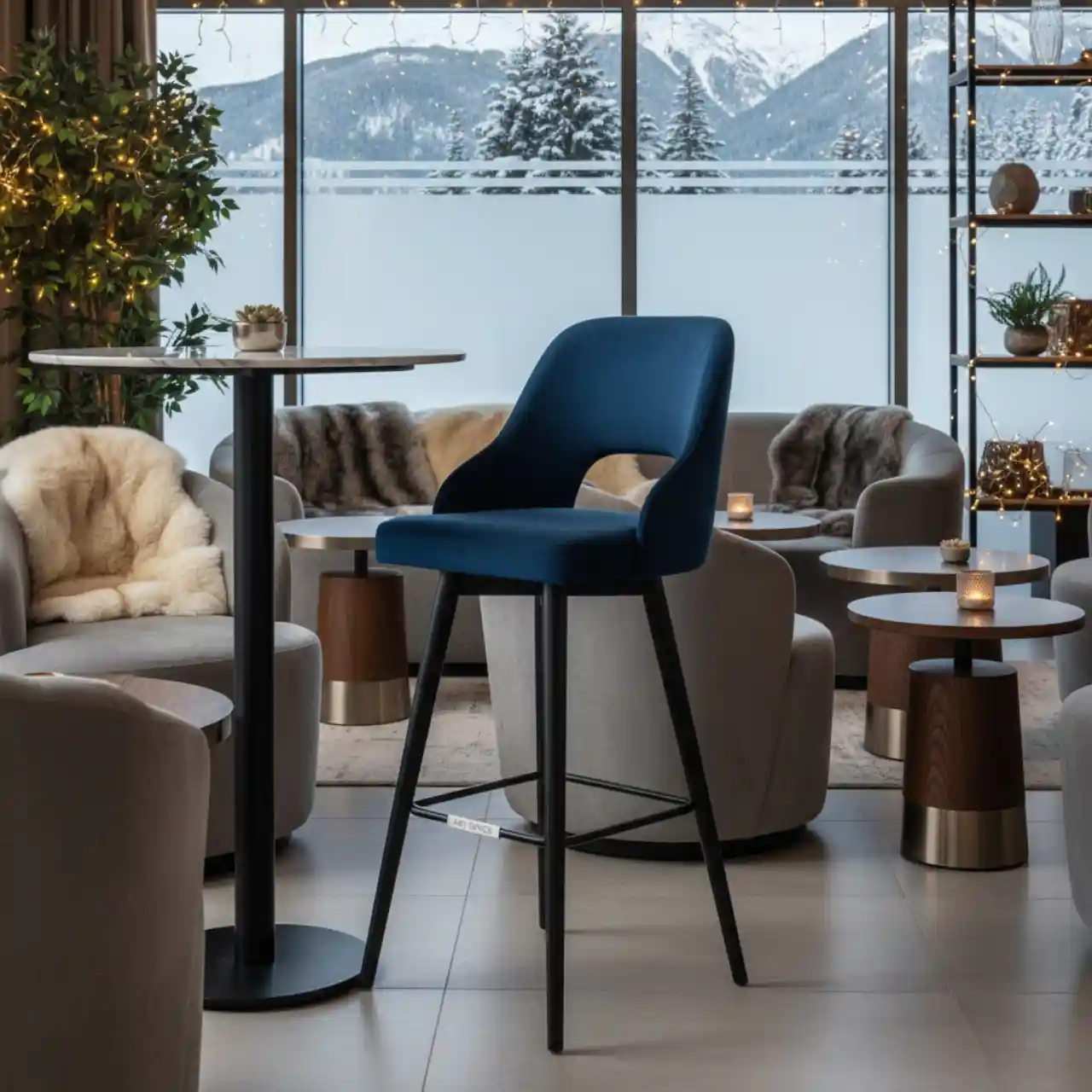 Стул полубарный Mars велюр Velutto ножки бук черная морилка