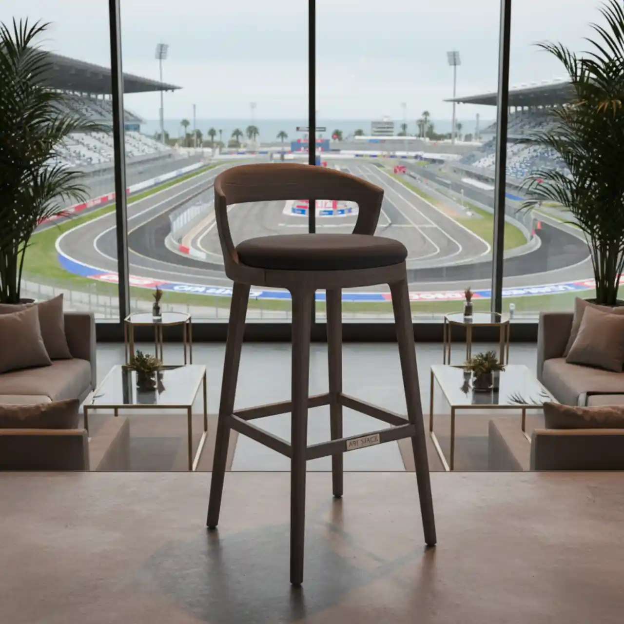 Стул полубарный графит деревянный Такер