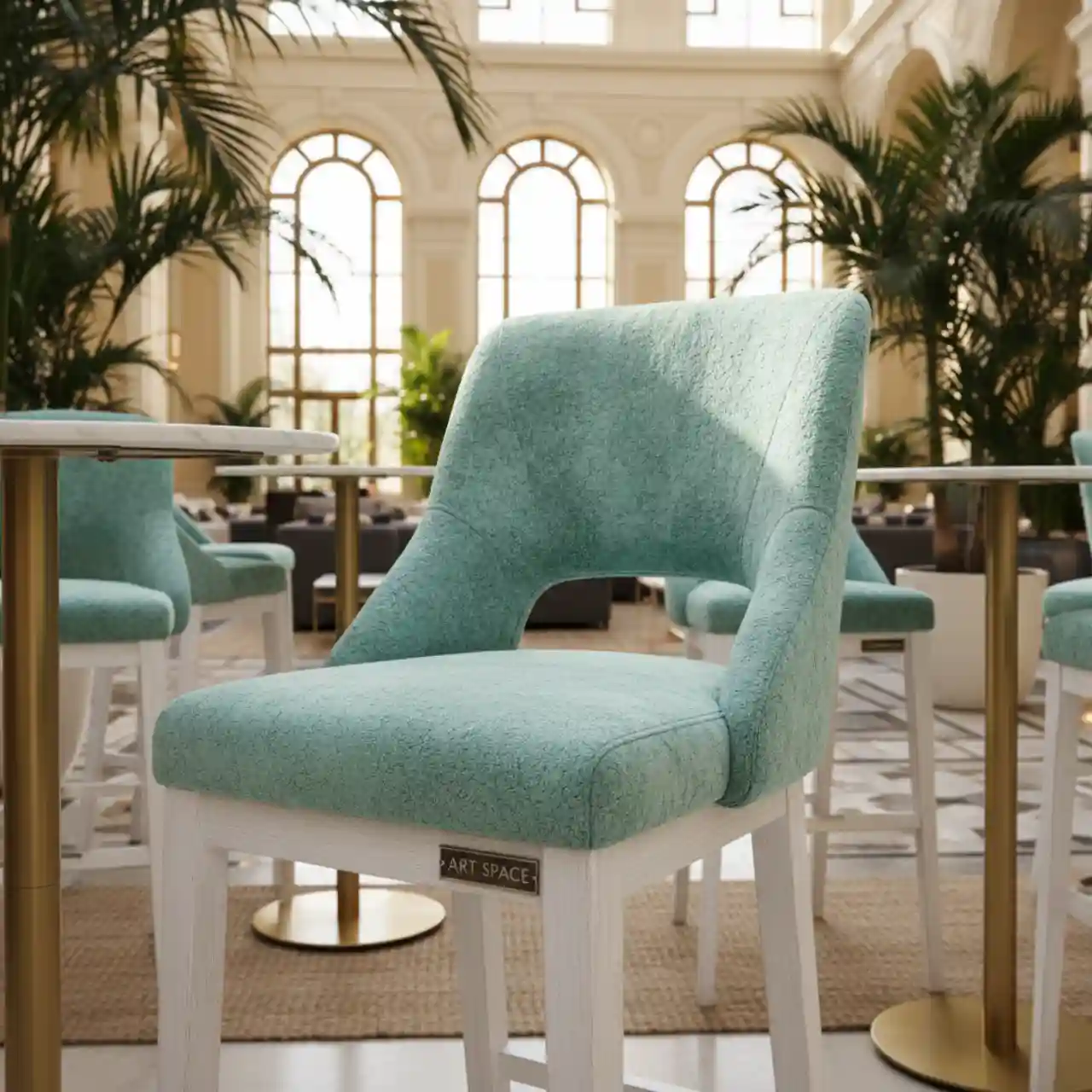 Стул полубарный Mint велюр Teddy морилка белая