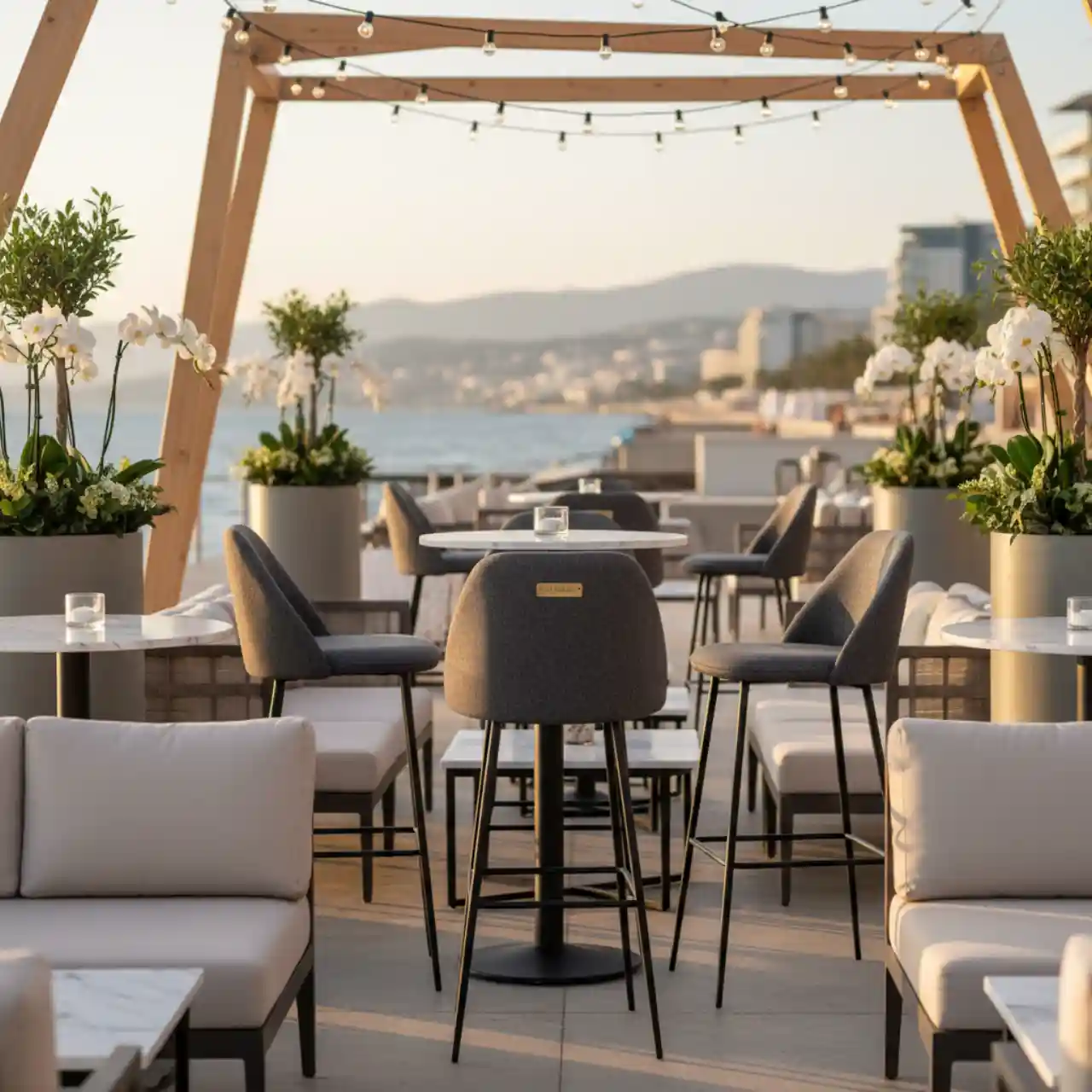 Стул полубарный Echo темно серый