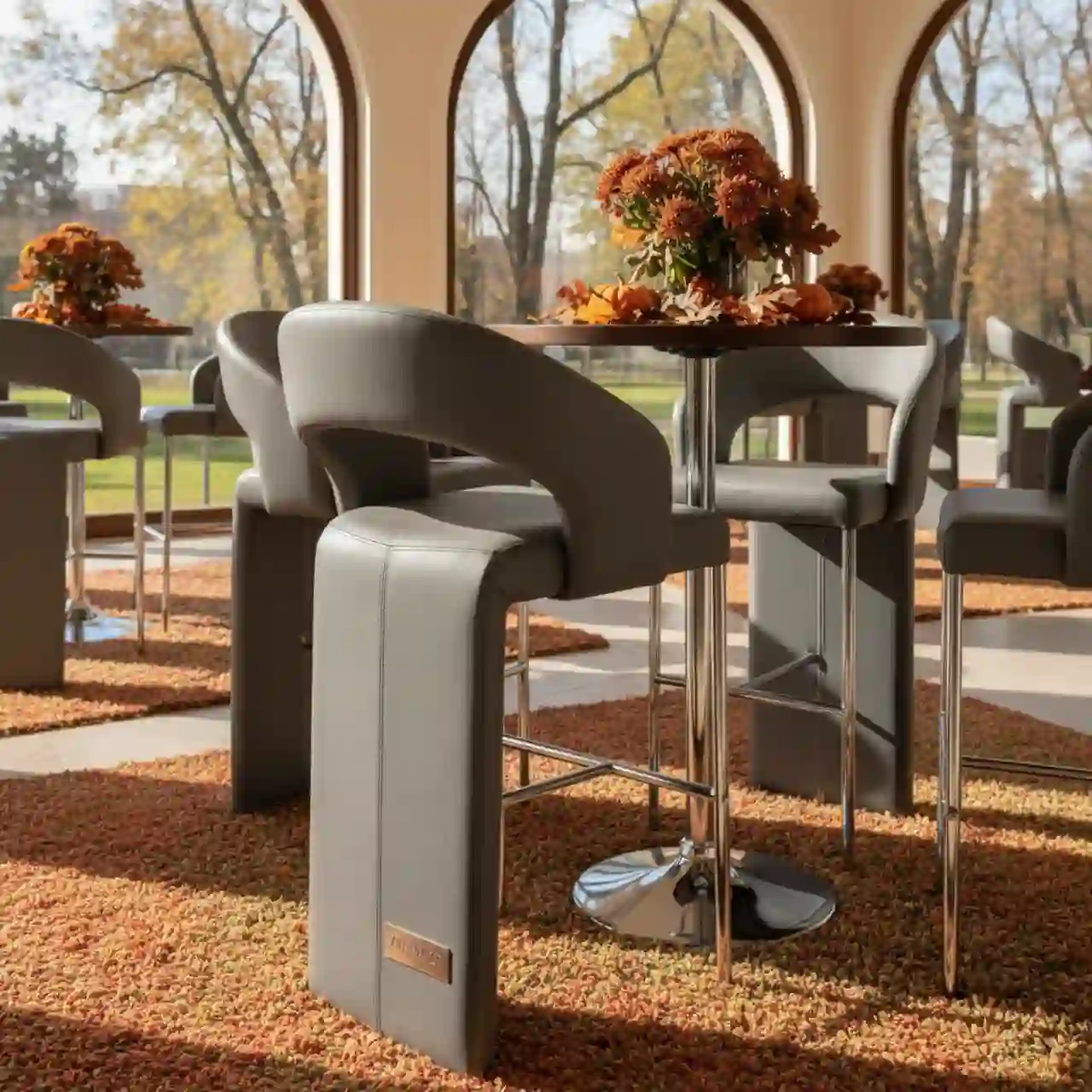 Стул барный экокожа серый Arch