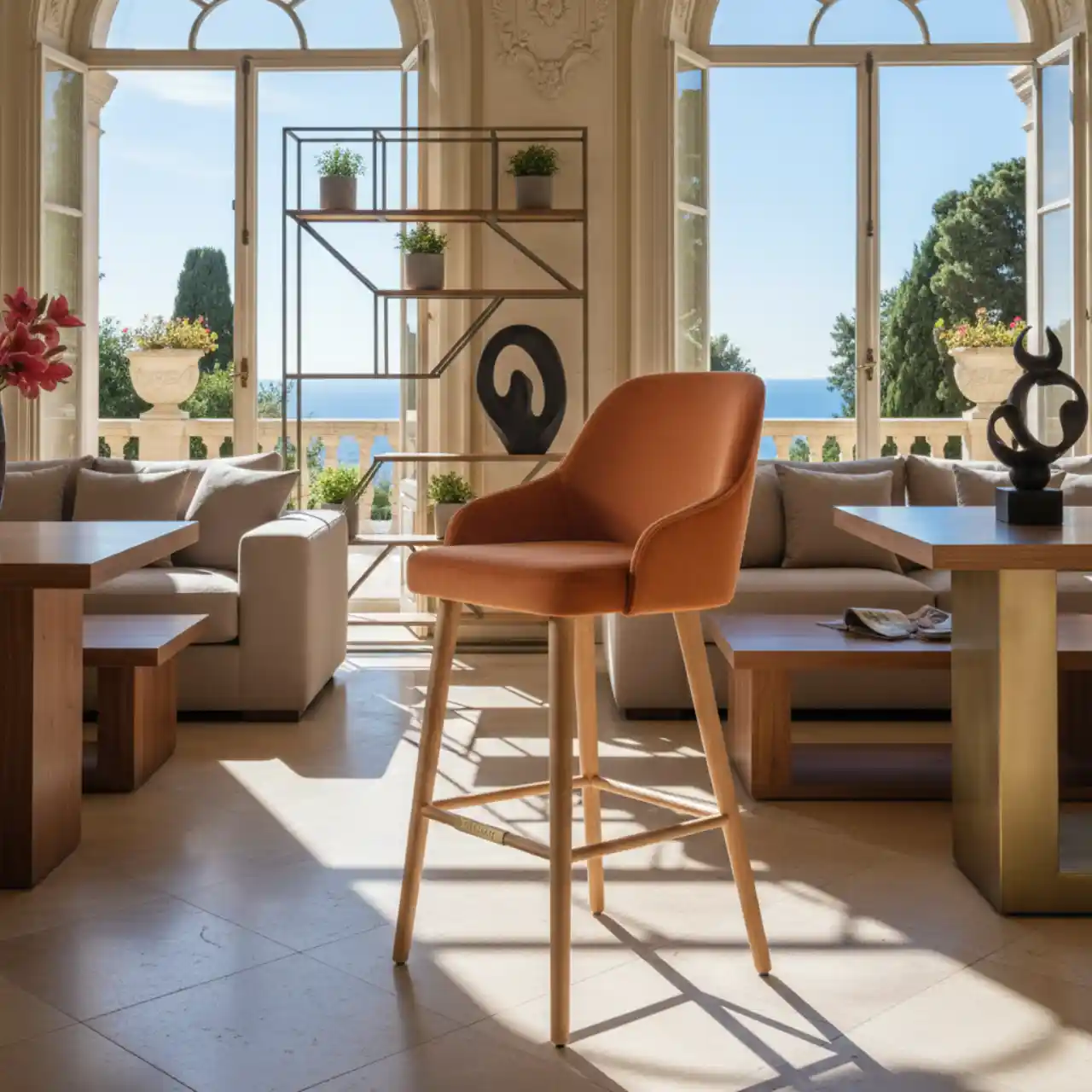 Стул Маллин полубарный велюр Ginger ножки бук