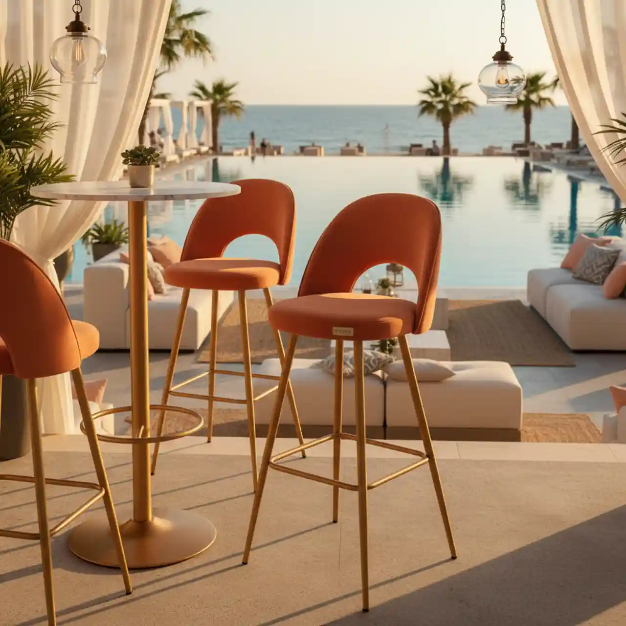 Стул Маллин полубарный велюр Ginger ножки бук золото