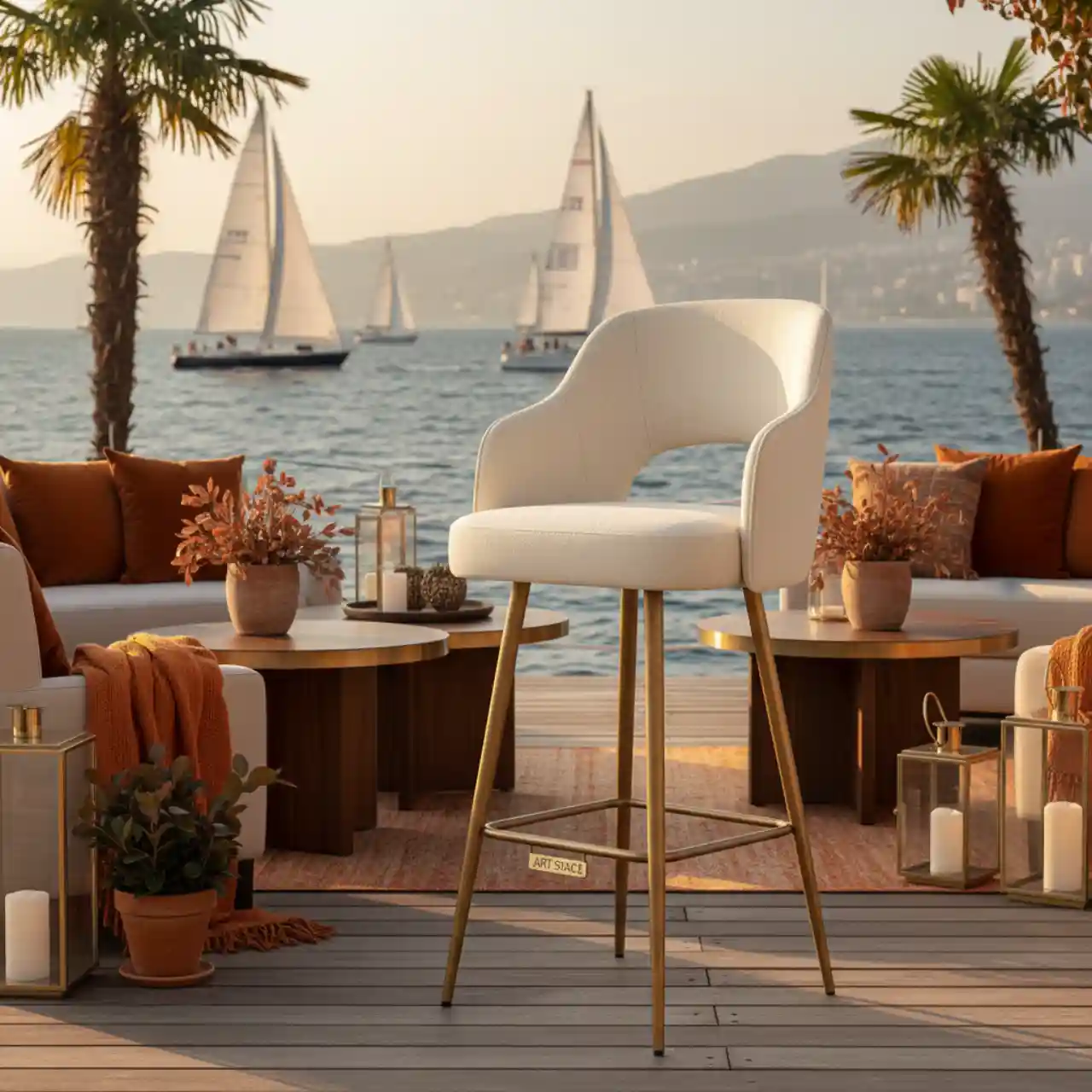 Стул кресло барный Kruger ванильный